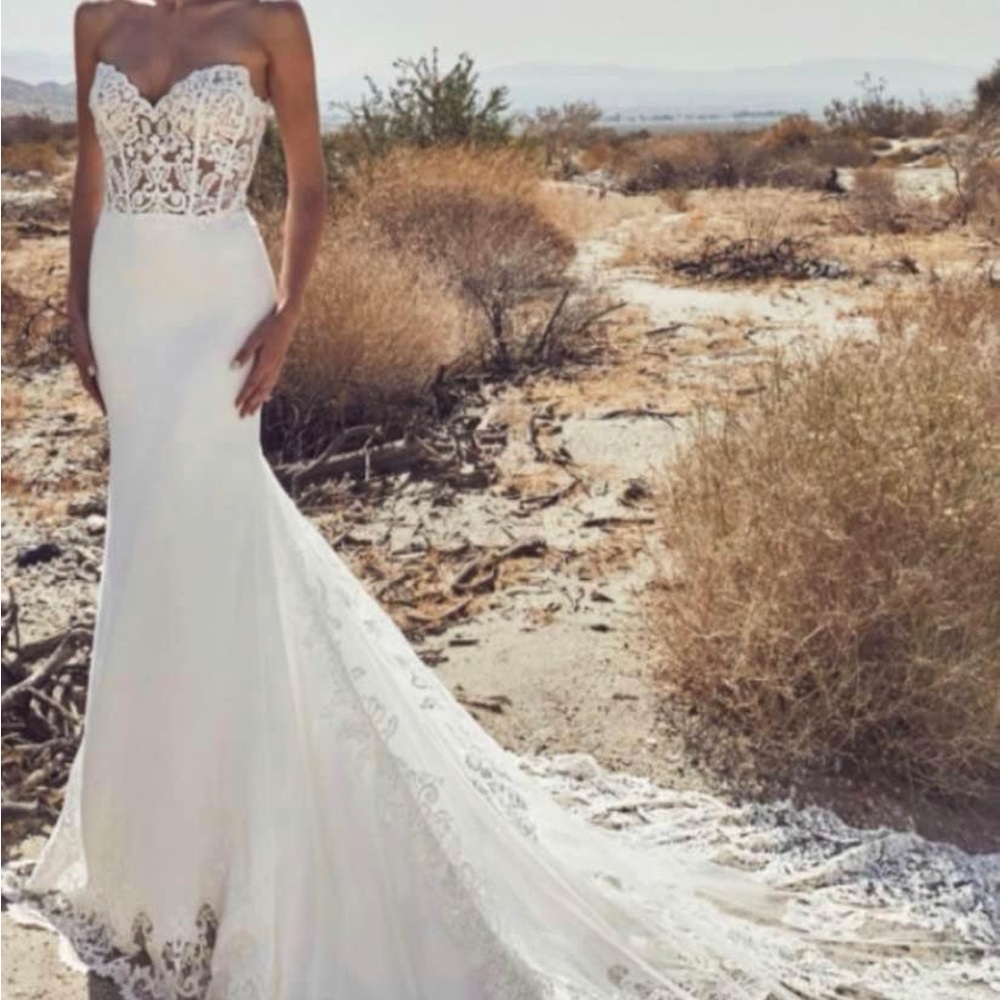 Elegant Strapless Lace Wedding Dress